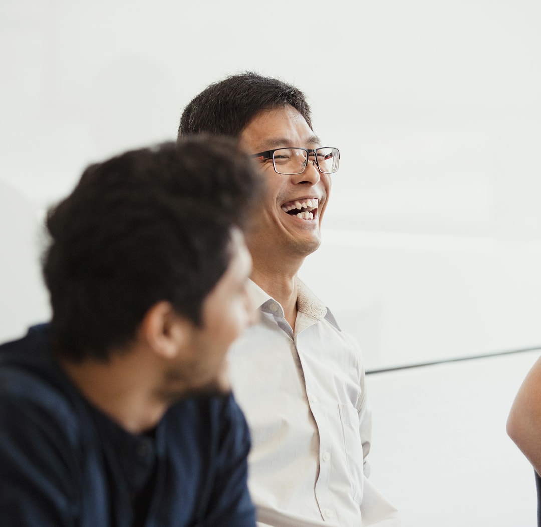 laughing office worker man