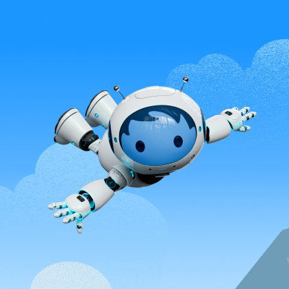 salesforce design character flying in space